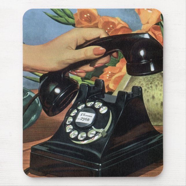 Vintage - företag, Mobilt med roterande tal Musmatta (Framsidan)