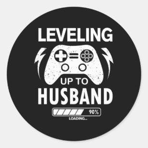 Vintage Förlovning Bröllop för Groom Video Game Lo Runt Klistermärke