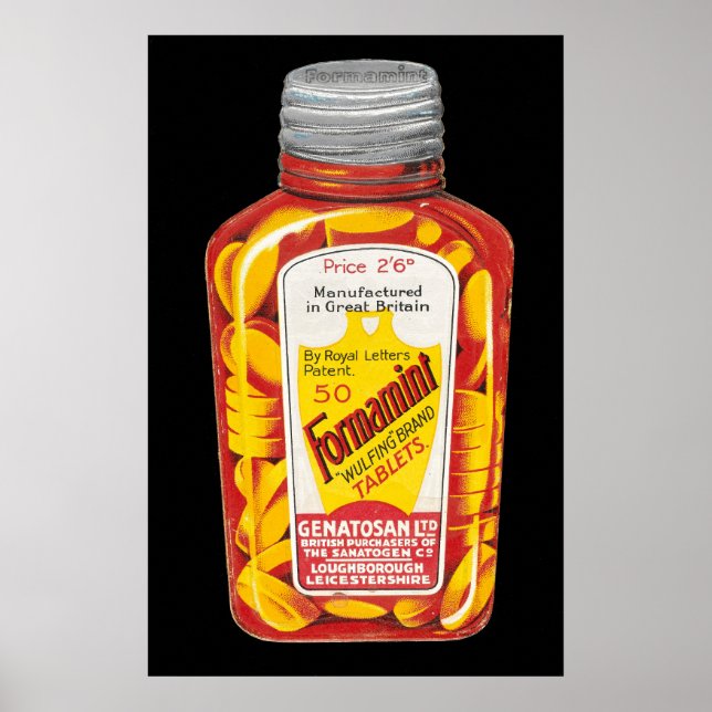Vintage Formamint Medical Tablets Annons Poster (Framsidan)