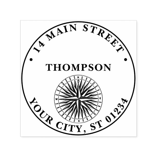 Vintage, formaterad kompass Ro Självfärgande Stämpel (Design)