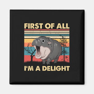 Vintage först av allt är jag en glad Moo Deng Ba Magnet