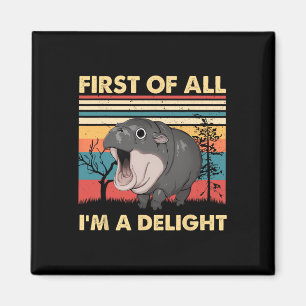 Vintage först av allt är jag en glad Moo Deng Ba Magnet