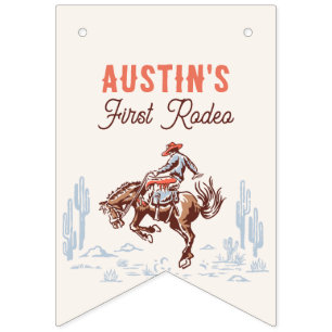 Vintage Första Rodeo Cowboy 1-årsdag Vimplar