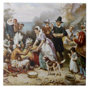 Vintage Första Thanksgivingen 1621 Jean Ferris Kakelplatta
