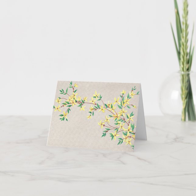 Vintage Forsythia Tack Kort (Framsida)