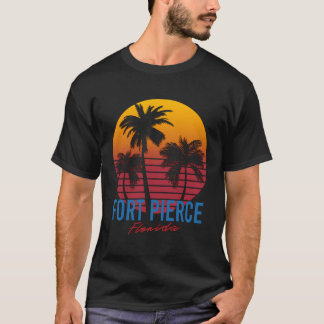 Vintage Fort Pierce Florida Handflatan Träd Sunset T Shirt