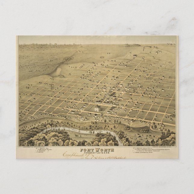 Vintage Fort Worth Karta vykort (Framsida)