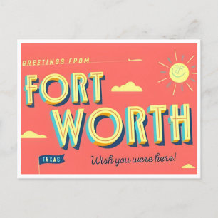 Vintage Fort Worth Texas Hälsning från Vykort