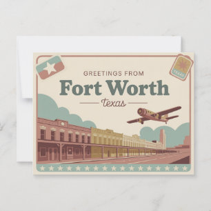 Vintage Fort Worth-vykort Hälsning Vykort