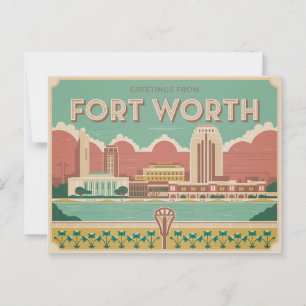 Vintage Fort Worth-vykort Hälsning Vykort