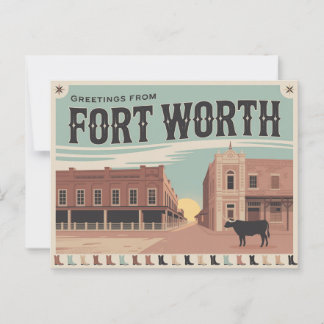 Vintage Fort Worth-vykort | Hälsning Vykort