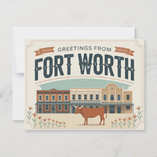 Vintage Fort Worth-vykort Hälsning Vykort