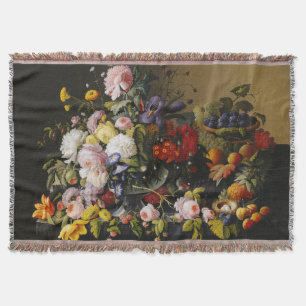 Vintage Fortsatt livblommor och frukt Filt