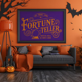 Vintage Fortune Teller Lila and Orange Halloween Poster