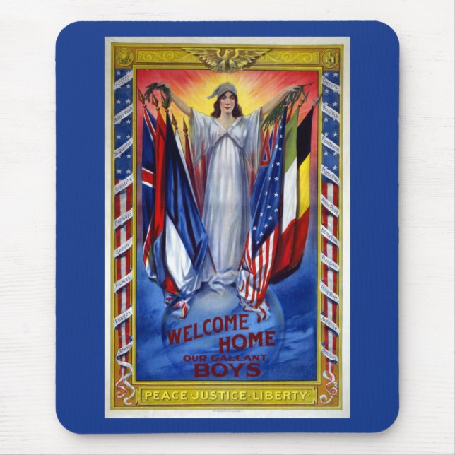 Vintage Fosterlandsk Amerika, Fred Rättvisa Frihet Musmatta (Framsidan)