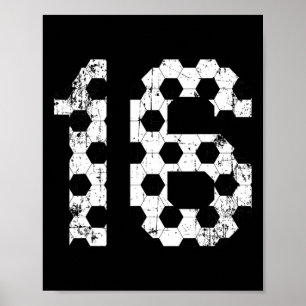 Vintage Fotboll 16 Tröjnummer Poster