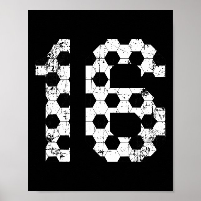 Vintage Fotboll 16 Tröjnummer  Poster (Framsidan)