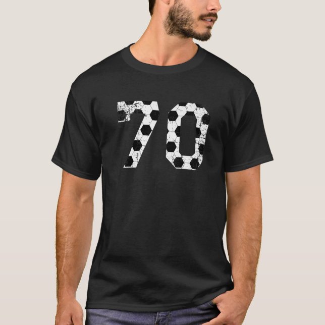 Vintage Fotboll 70 Jersey-nummer T Shirt (Framsida)