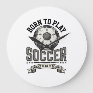 Vintage fotboll Född att spela Skoltröja Design_1 Stor Klocka