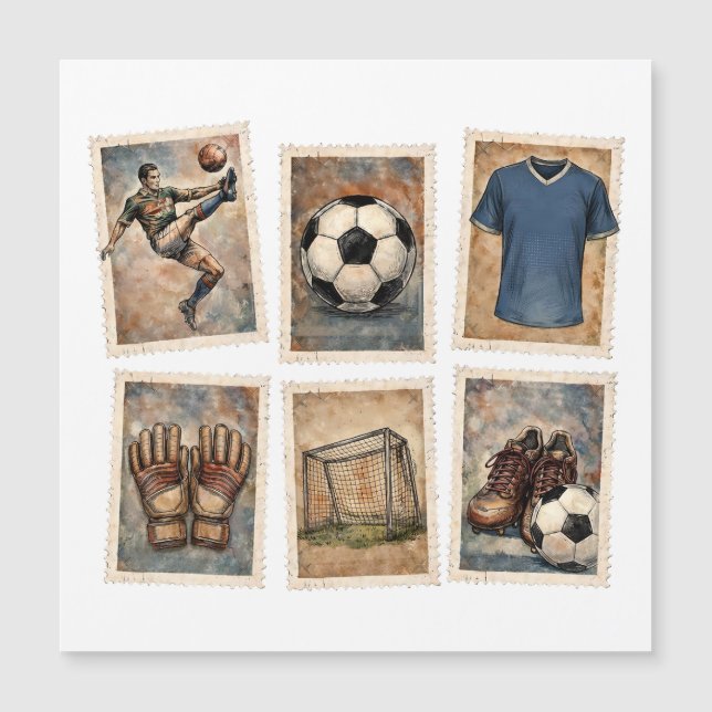 Vintage fotbollsfrimärken Fotbollssamling (Framsida)