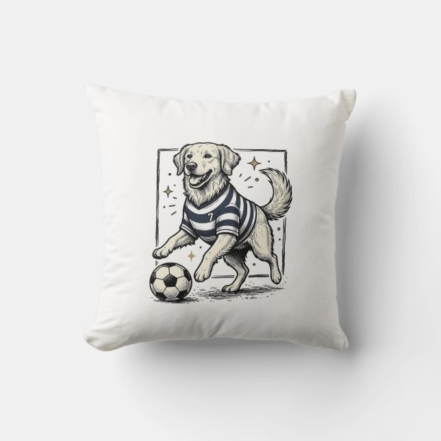 Vintage fotbollshund gravyr skjorta design_1 kudde (Framsida)