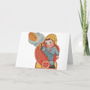 Vintage fotbollskort Valentine Greeting Card Helgkort