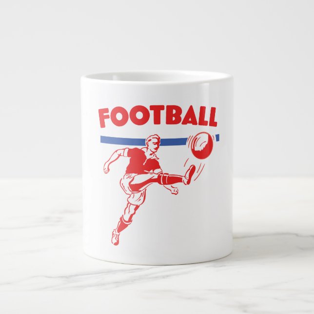 Vintage fotbollsspelare från 1950-talet jumbo mugg (Framsidan)