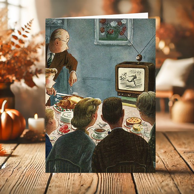 Vintage fotbollst Thanksgiving-middag Helgkort (Skapare uppladdad)