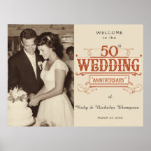 Vintage Foto 50-års bröllopsjubileum Välkommen