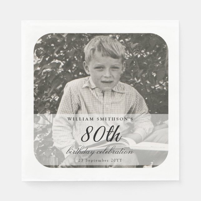 Vintage Foto 80-årsdag Pappersservett (Framsidan)