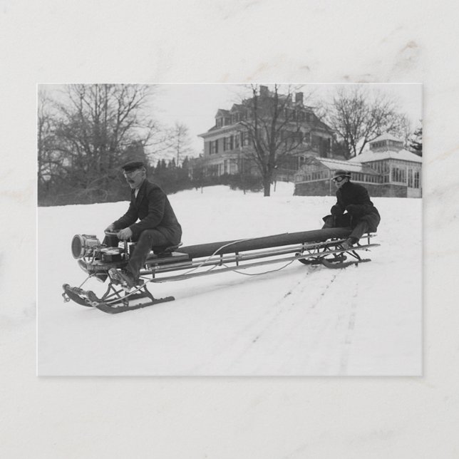 Vintage Foto av Bobsled Vykort (Framsida)