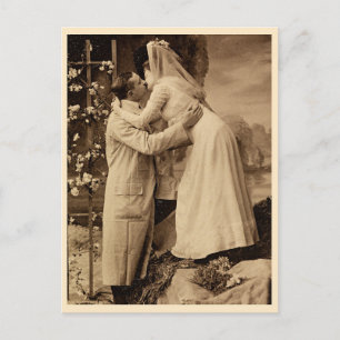 Vintage Foto av Bröllop par Kissing Vykort