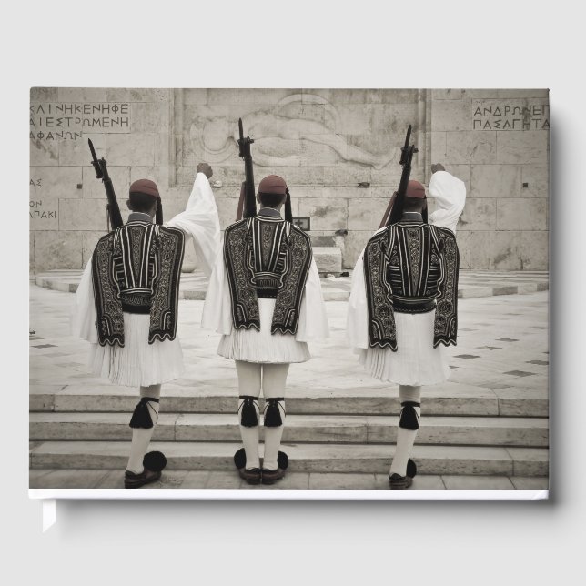 Vintage foto av hedersvakt, Aten, Grekland Gästböcker (Framsida)