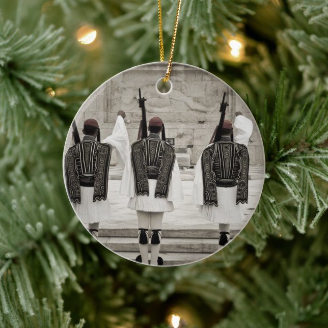 Vintage foto av hedersvakt, Aten, Grekland Julgransprydnad Keramik (Träd)