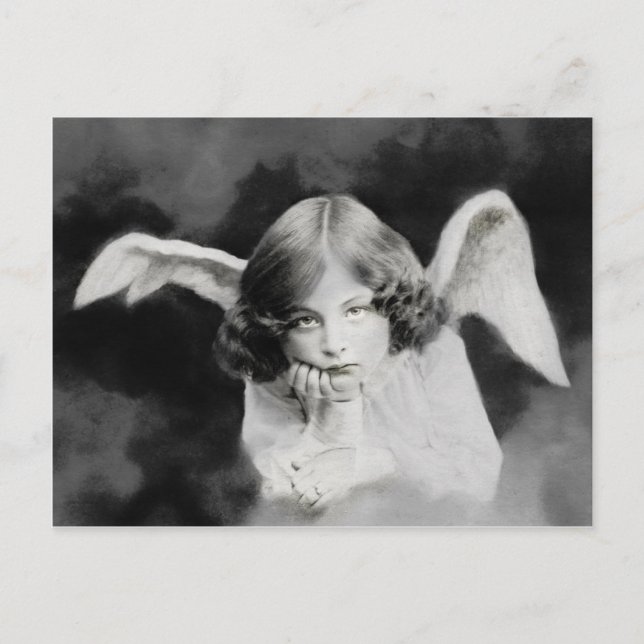 Vintage Foto Engel Vykort (Framsida)