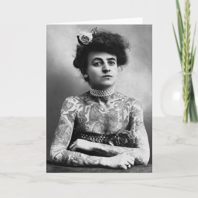 Vintage fotograferar säkra kvinnatatueringar kort (Framsida)