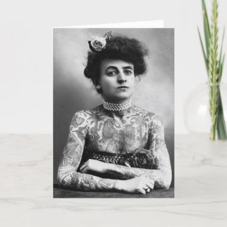 Vintage fotograferar säkra kvinnatatueringar kort
