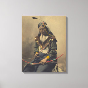 Vintage Fotografi av Cherokee Man med Bow Canvastryck