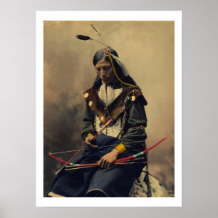 Vintage Fotografi av Cherokee Man med Bow Poster