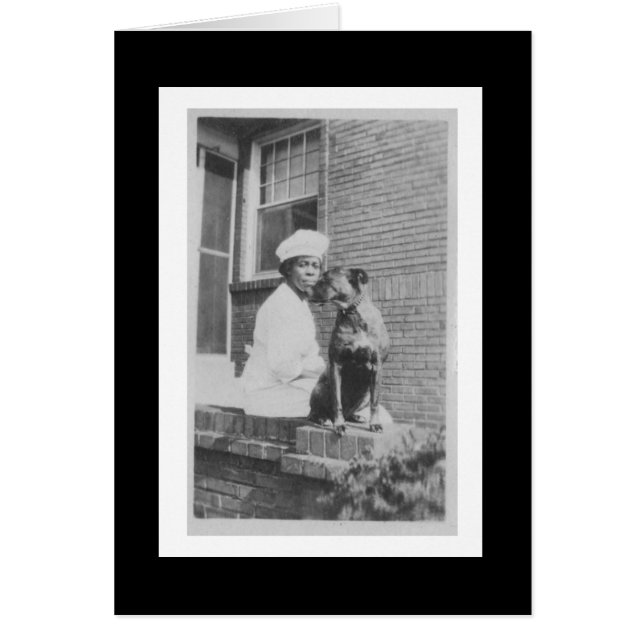 Vintage Fotografi, kvinna och Hund Hälsningskort (Framsidan)