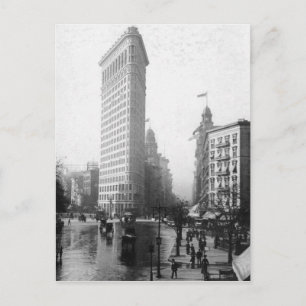 Vintage Fotografi över Byggnaden Flatiron NYC Vykort