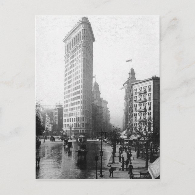Vintage Fotografi över Byggnaden Flatiron NYC Vykort (Framsida)