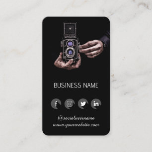 Vintage-fotografi -Social Media QR-kod Visitkort