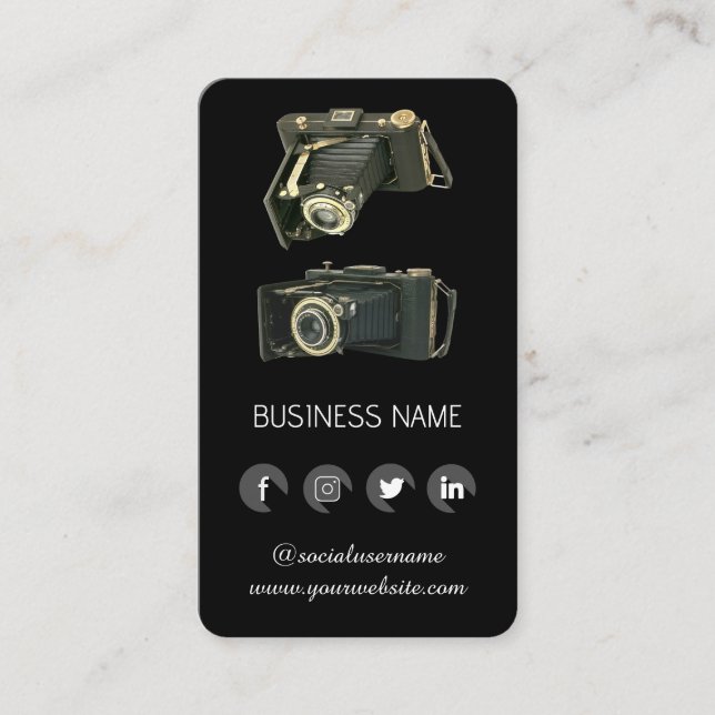 Vintage-fotografi -Social Media QR-kod Visitkort (Framsida)