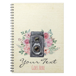 Vintage Fotography Camera Rustic Photograf Anteckningsbok Med Spiral