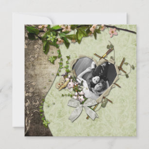 Vintage fotohjärtformad Save The Date Spara Datumet