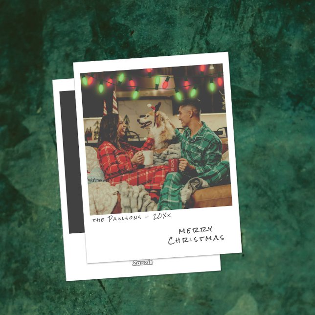 Vintage Fotojulkort - Röd & Grönt Ljus Julkort (Skapare uppladdad)