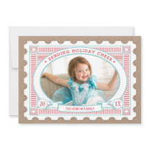 Vintage-fotokort för Helgdag i Frimärke