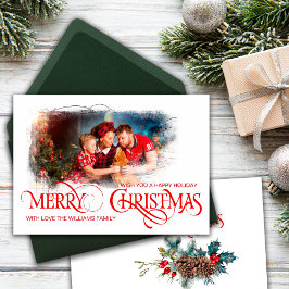 Vintage Fotokort God jul Red Stil Meddelande