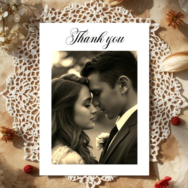 Vintage fotopålägg  tack kort (Vintage Film Look Photo overlay Thank You Card)
